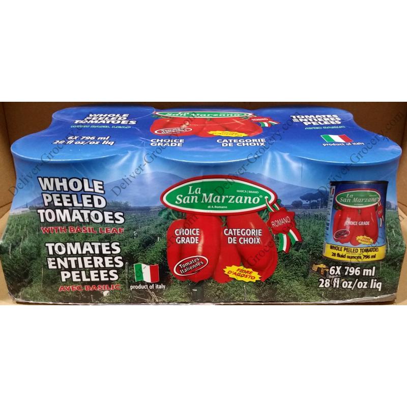 La San Marzano Whole Peeled Tomatoes 6 x 796 ml DeliverGrocery Online (DG), 93542793 Québec Inc.