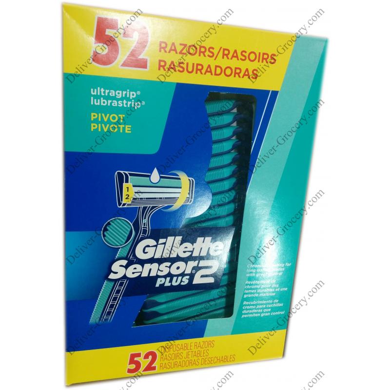 Gillette Sensor 2 Plus Disposable Razors, 52 x DeliverGrocery Online