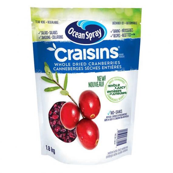 Ocean Spray Crainsins Whole & Juicy Dried Cranberries, 1.8 kg