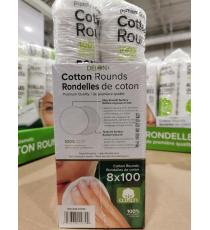 Delon Premium Cosmetic Cotton Rounds, 8-pack of 100
