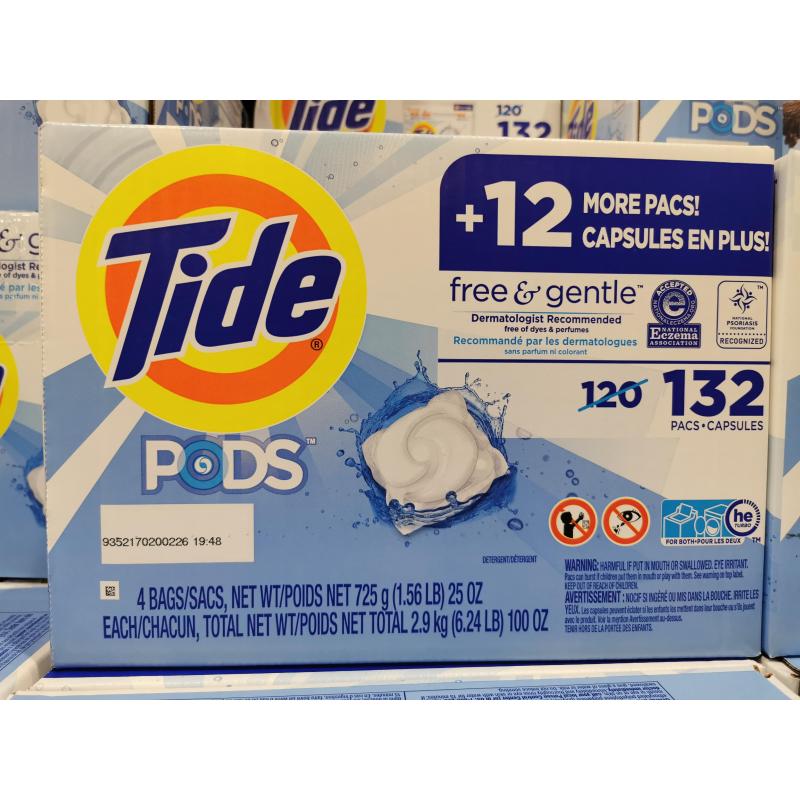 Tide Free and Gentle Laundry Detergent Pack, 132 pods, 3 kg Deliver