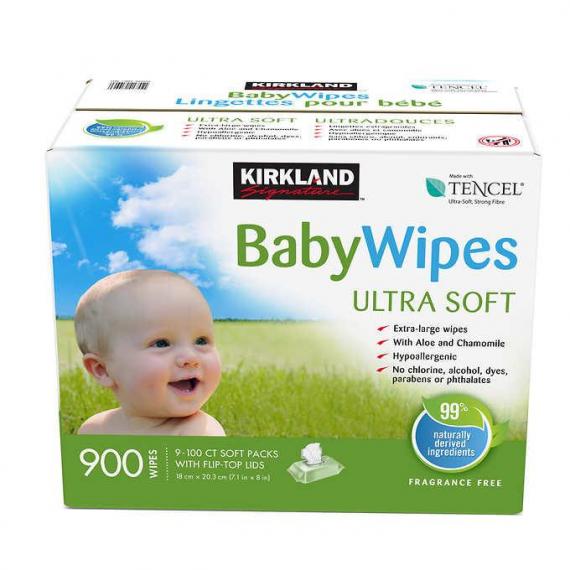 Lingettes pour bébé Tencel ultra-douces Kirkland Signature 9 paquets de 100