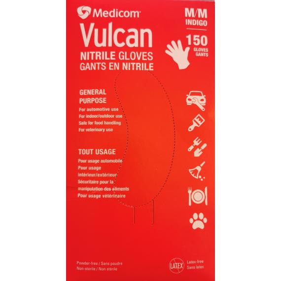 Medicom Vulcan - Gants en nitrile à usage général, moyen, paquet de 150