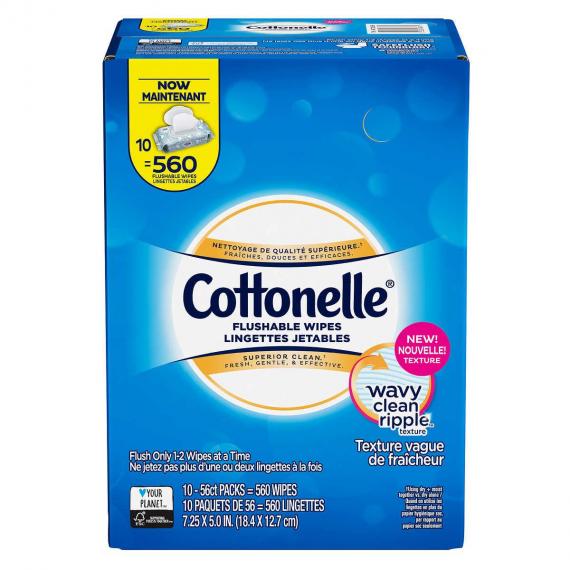 Cottonelle fresh (wet) flushable wipes, 10 pack of 56 wipes (560 wipes)