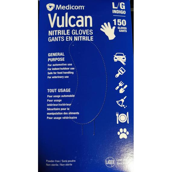 Medicom Vulcan General Purpose Nitrile Gloves, Large, Pack of 150