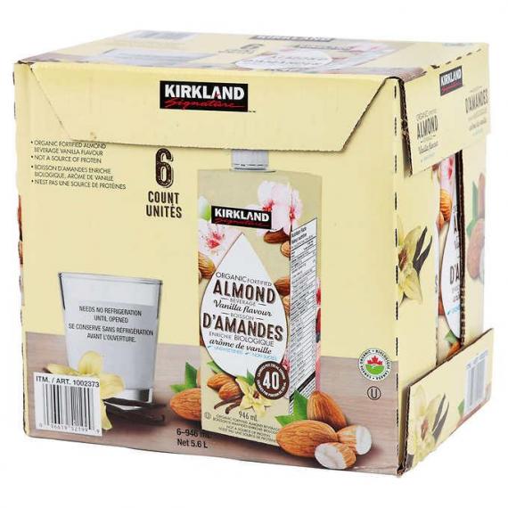 Kirkland Signature Organic Almond Beverage, Original, 6 × 946 mL