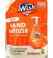 Wish Recharge de désinfectant pour les mains, parfum pêche avec hydratant supplémentaire, 1 L