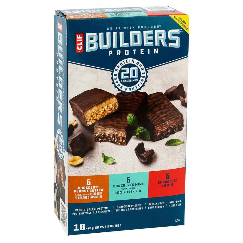 Barre protéinique Builder's de CLIF au chocolat à la menthe 6 x 68 g 