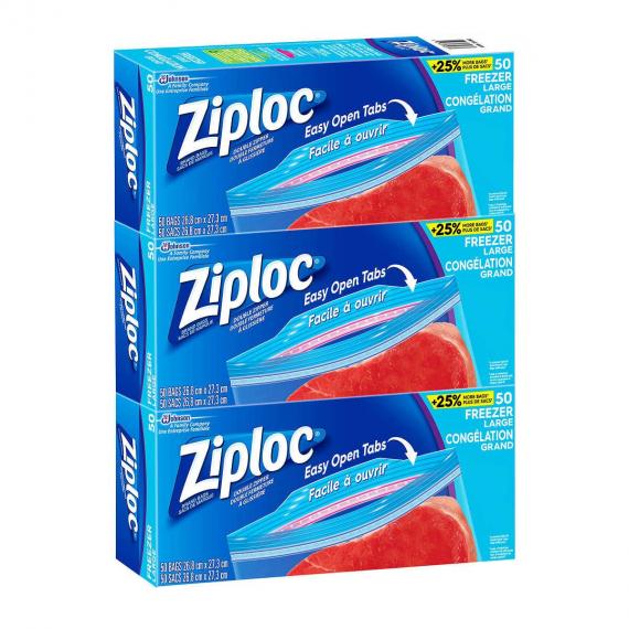 Ziploc 3 x 50 Grands Sacs pour congélateur