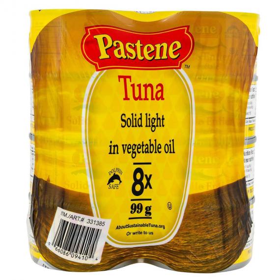 Pastene Solide Thon pâle en conserve dans de l'Huile Végétale 8 x 99 g