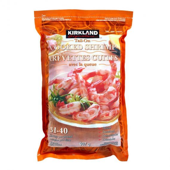 Kirkland Signature Tail-on Cooked Shrimps 31/40, 907 g