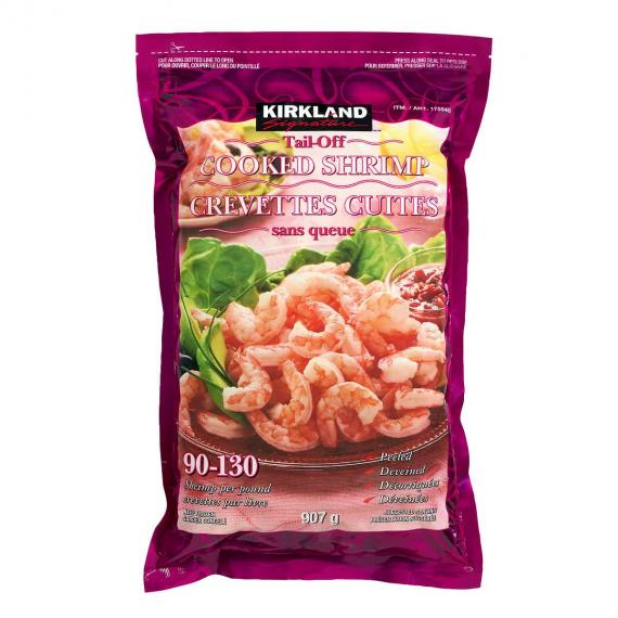 Kirkland Signature Frozen Chemical-free 90-130 Tail-off Cooked Shrimp 907 g