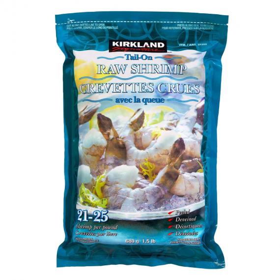 Kirkland Signature - Crevettes crues avec la queue exemptes de produits chimiques 21 à 25 680 g