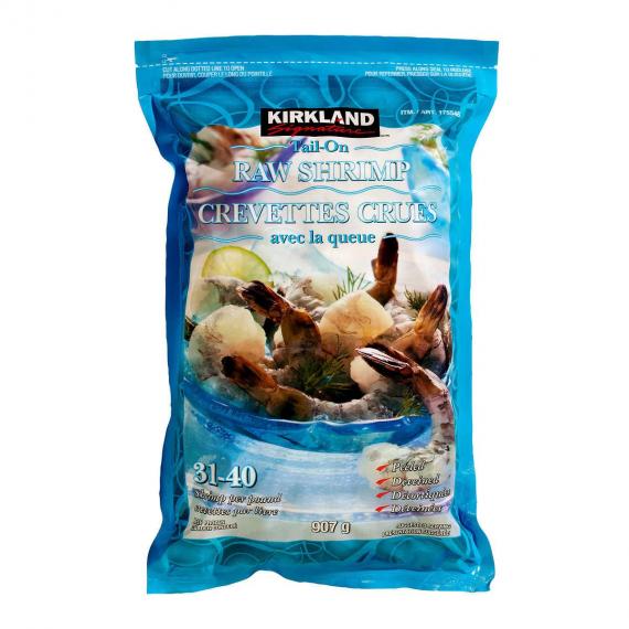 Kirkland Signature - Crevettes crues avec la queue exemptes de produits chimiques 31-40 907 g