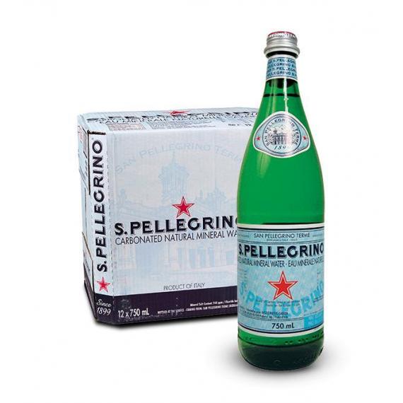 San Pellegrino Carbonated Natural Mineral Water 12 x 750 ml - glass bottle