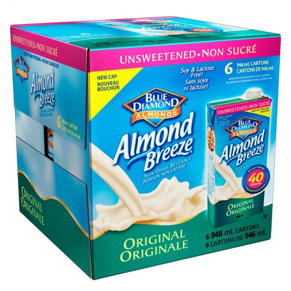 Blue Diamond Unsweetened Almond Breeze 6 x 946 ml