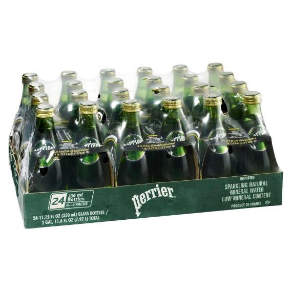 Perrier Eau naturelle gazéifiée 24 × 330 ml (bouteille en verre)