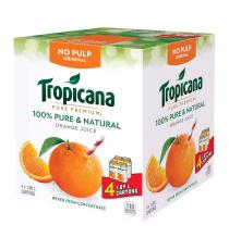 Tropicana Original Orange Juice, No Pulp, 4 x 1.89 L