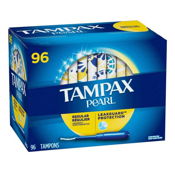 TAMPAX PEARL Regular Plastic Tampons, 96 X