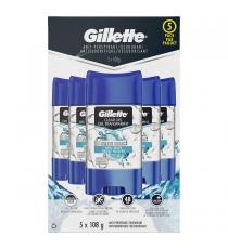 Gillette - Antisudorifique et désodorisant en gel transparent 5 x 108 g