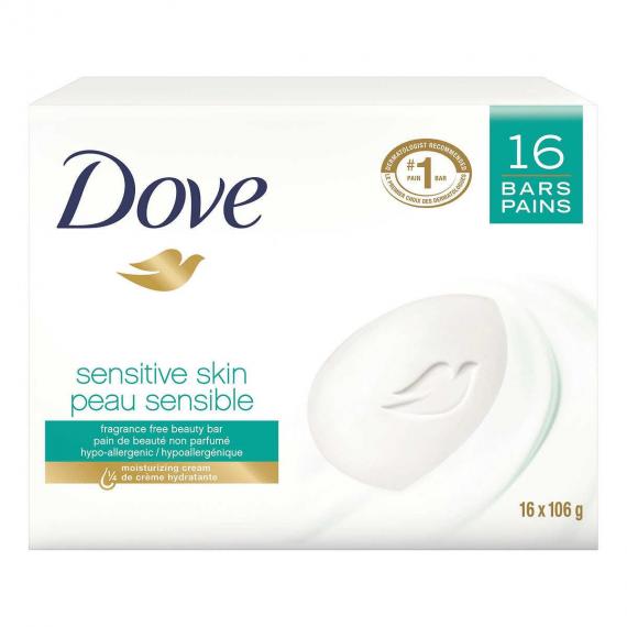 Dove Pain de savon pour peau sensible , 16 x 106 g