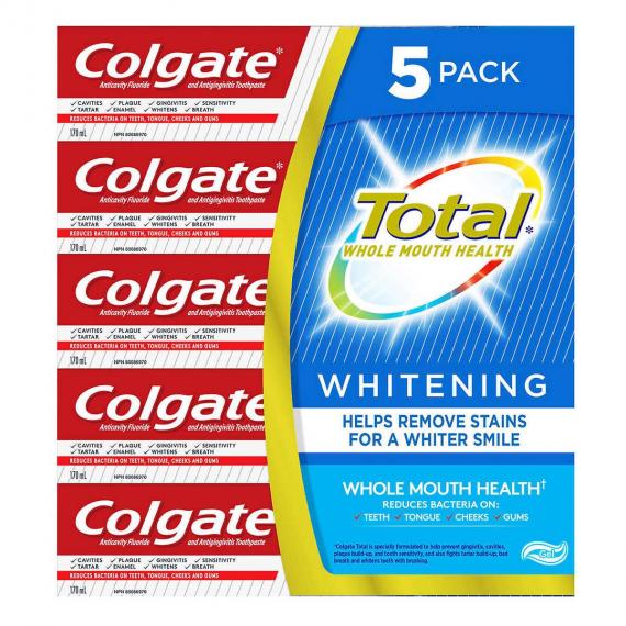 Colgate Total Whitening Toothpaste, 5 x 170 ml