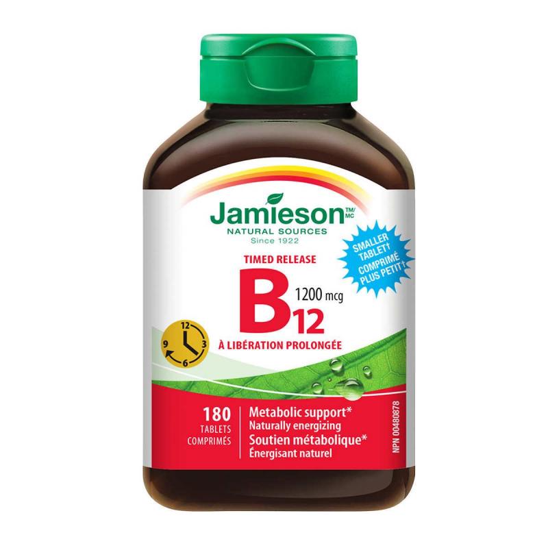 Jamieson Timed Release Vitamin B12 1200 mcg, 180 Tablets Deliver