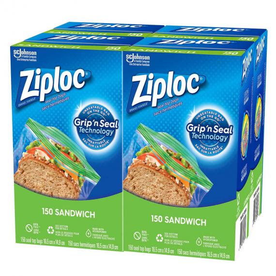 Ziploc Sandwich Bags, 4 x 150 packs