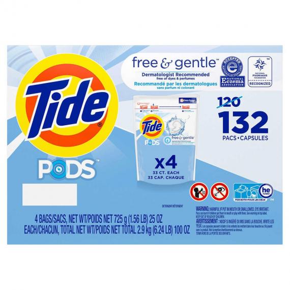 Tide Free and Gentle Laundry Detergent Pack, 132 pods, 3 kg Deliver