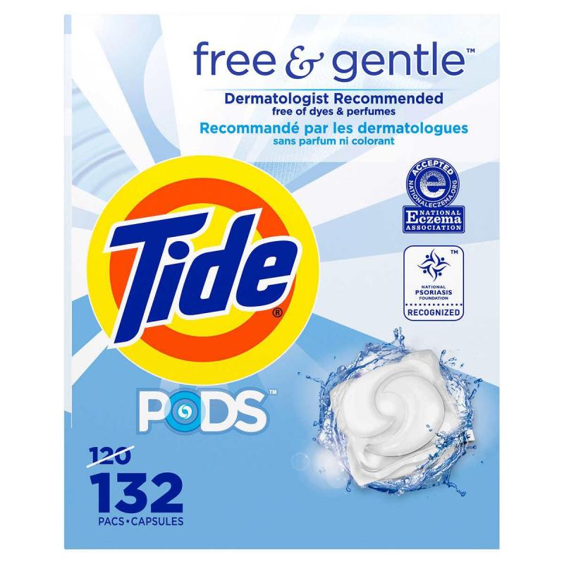 Tide Free and Gentle Laundry Detergent Pack, 132 pods, 3 kg Deliver