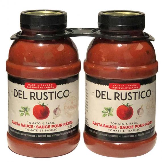 Del Rustico - Paquet de 2 pots de sauce pour pâtes à la tomate et au basilic, 2 × 1.2 L