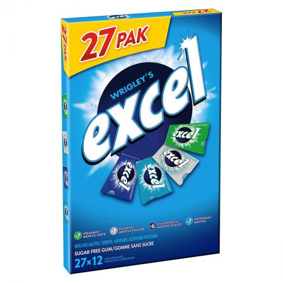 Excel Variété Pack sans Sucre Gomme, 27 packs