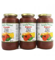 Simply Natural - Ensemble de 3 pots de sauce biologique pour pâtes 3 × 880 ml