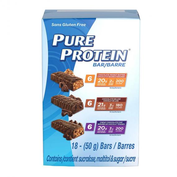 Pure Protein Bar variety Pack, Sans gluten, 18 x 50 g