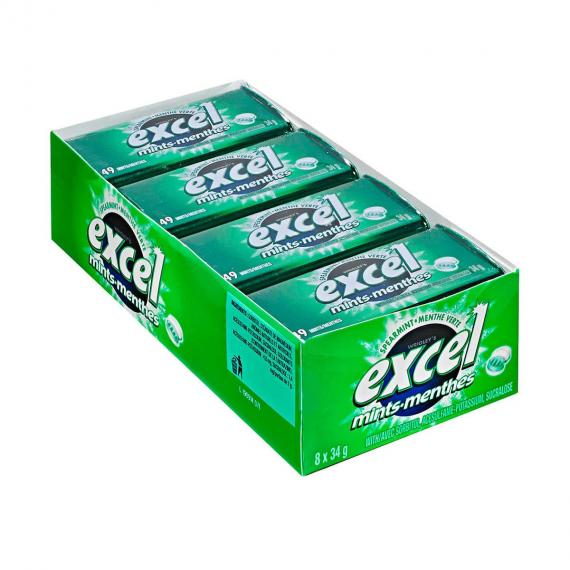 Excel Menthe verte sans Sucre Menthes, 8 packs