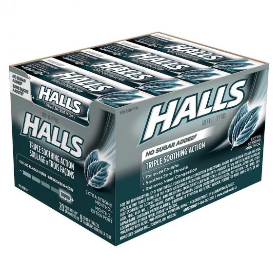 HALLS Mentho-Lyptus Extra Strong Cough Drops 20 packs of 9