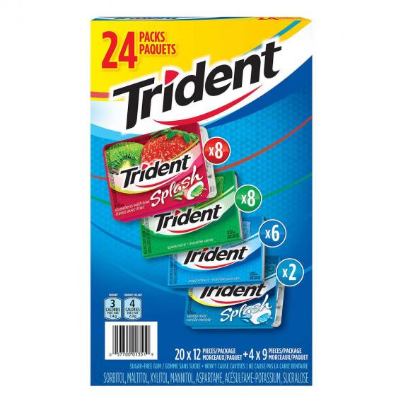 Trident - Gomme sans sucre saveurs variées Paquet of 24