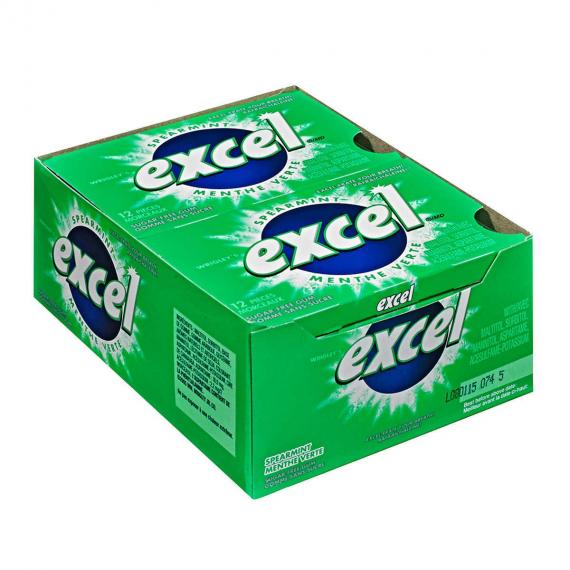 Excel - Gomme sans sucre menthe verte 12 paquets de 12