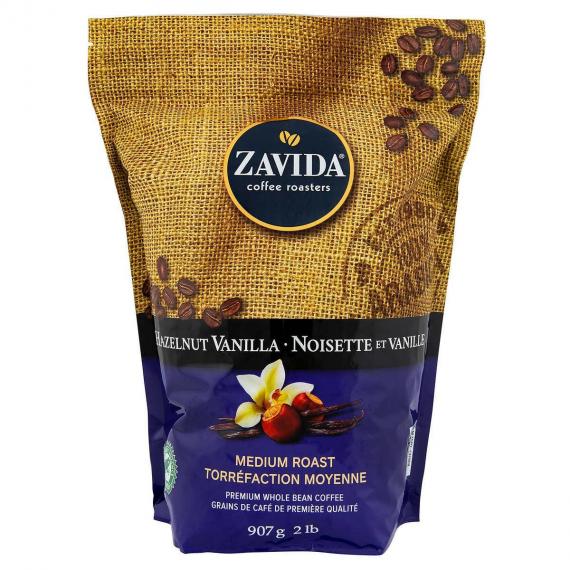 Zavida - Café noisette et vanille, Torréfaction moyenne, Café en grains entiers de qualité 907 g