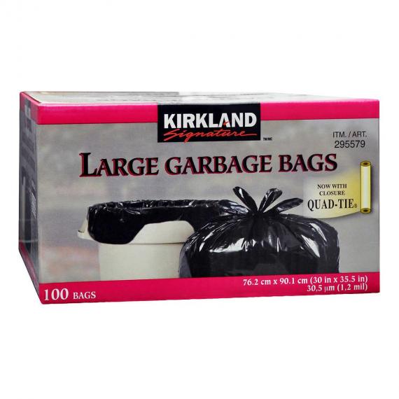 Kirkland Signature - Grands sacs à ordures à nœuds, Paquet de 100