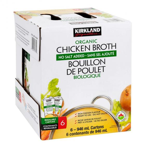 Kirkland Signature Bouillon de poulet biologique 6 × 946 ml