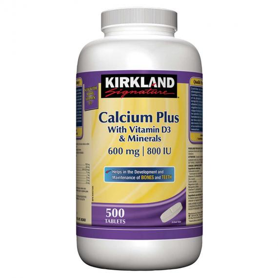 Kirkland Signature Calcium Plus avec vitamine D3 et minéraux 600 mg | 800 UI - 500 comprimés