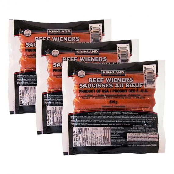 Kirkland Signature Beef Wieners 3 packs of 12 - (3 × 675 g)