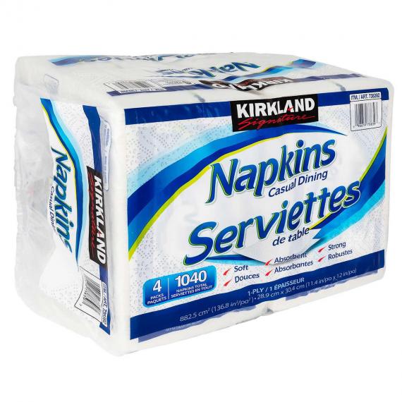 Kirkland Signature 1-ply Napkins, 4 packs of 260