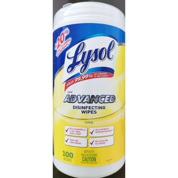 Lysol Disinfectant Cloths, 1 pack, 100 wipes