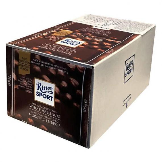 Ritter Sport Whole Hazelnut Chocolate Squares, 100 g