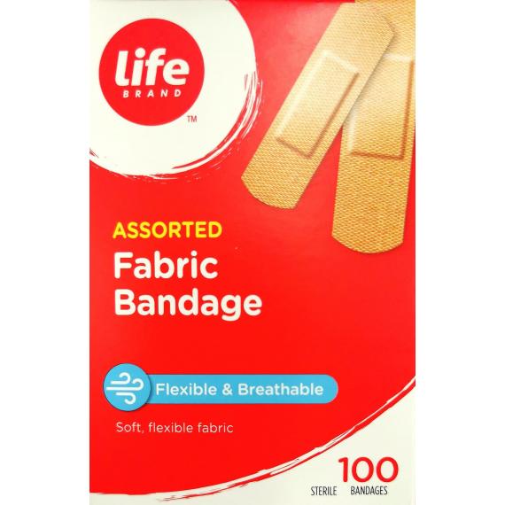 Life Assorted Fabric Bandage, 100 bandages