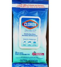 Clorox, lingettes désinfectantes sur le pouce, 1 pack * 30 lingettes