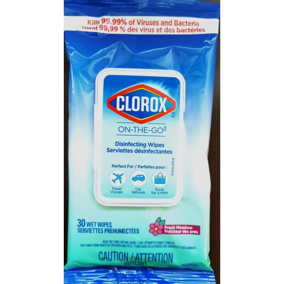 Clorox, lingettes désinfectantes sur le pouce, 1 pack * 30 lingettes
