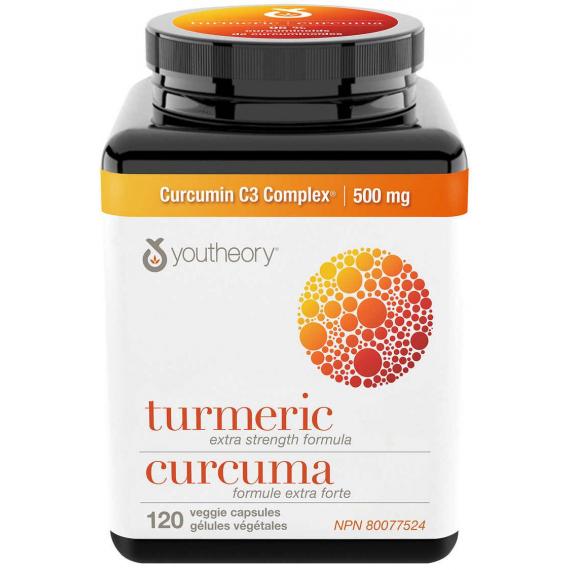 Youtheory Curcuma Extra Fort 500 mg - 120 Capsules Végétariennes